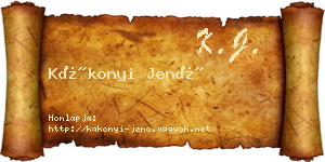 Kákonyi Jenő névjegykártya